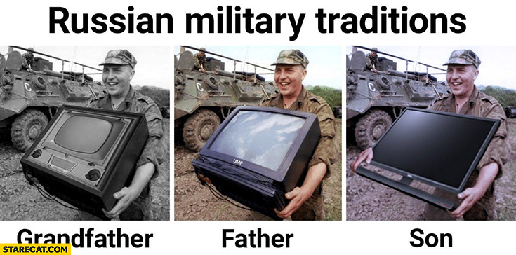 Russian military tranditions grandfather father son all stealing tv screens