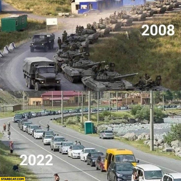 Russians invading Georgia in 2008 vs escaping to Georgia in 2022