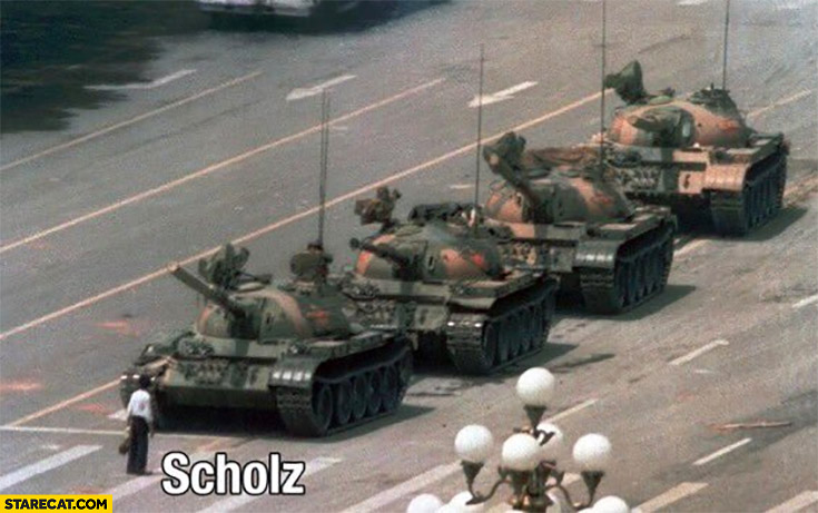 Scholz stopping tanks delivery to Ukraine Tiananmen square