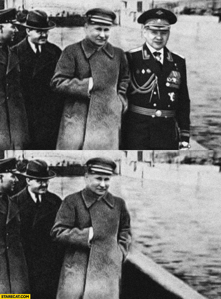 Sergei Shoigu removed from photo with Putin just like Stalin photoshopped