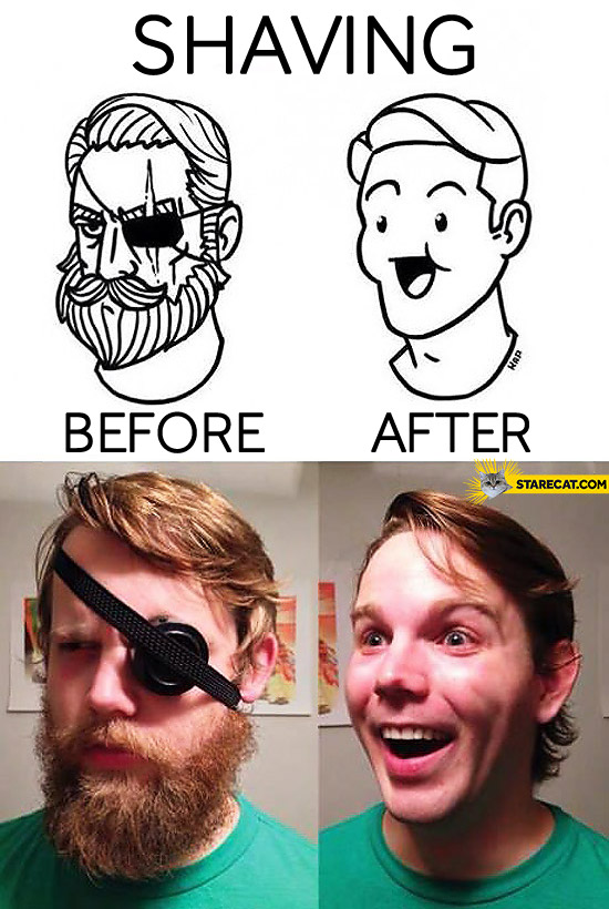 Shaving before after