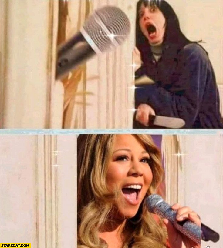 Shining scene microphone Mariah Carey christmas song