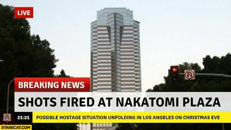 Shots fired at nakatomi plaza breaking news die hard movie