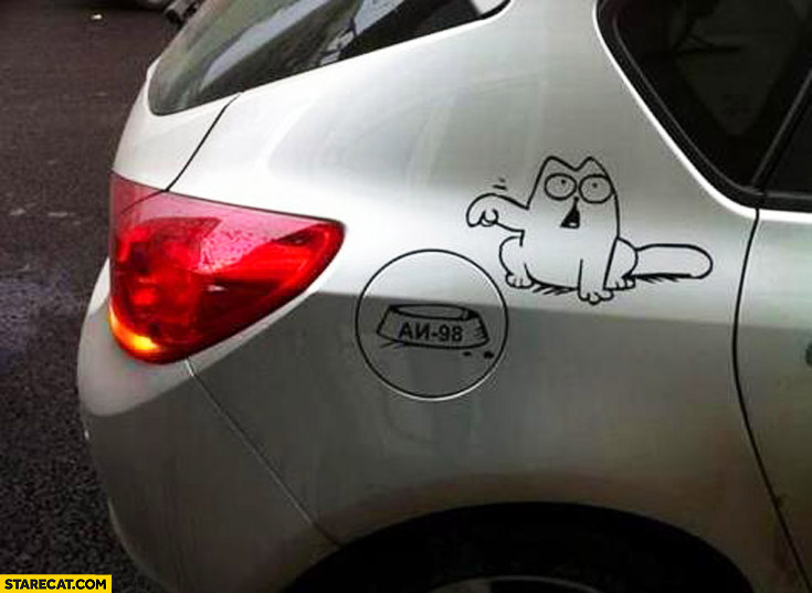Simon’s Cat car sticker refuel food