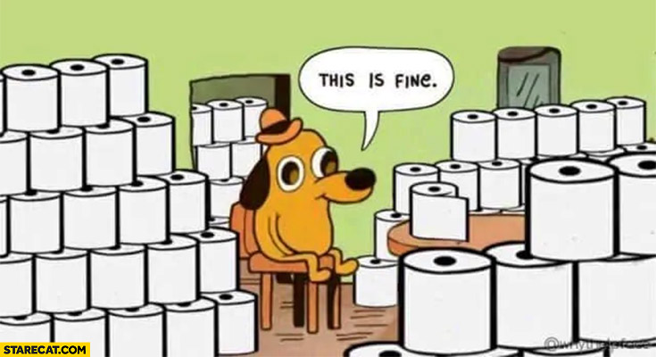 Sitting in a room full of toilet paper this is fine