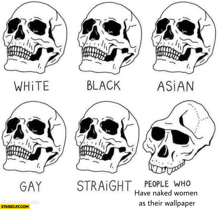 Skull comparison people who have naked women as their wallpaper