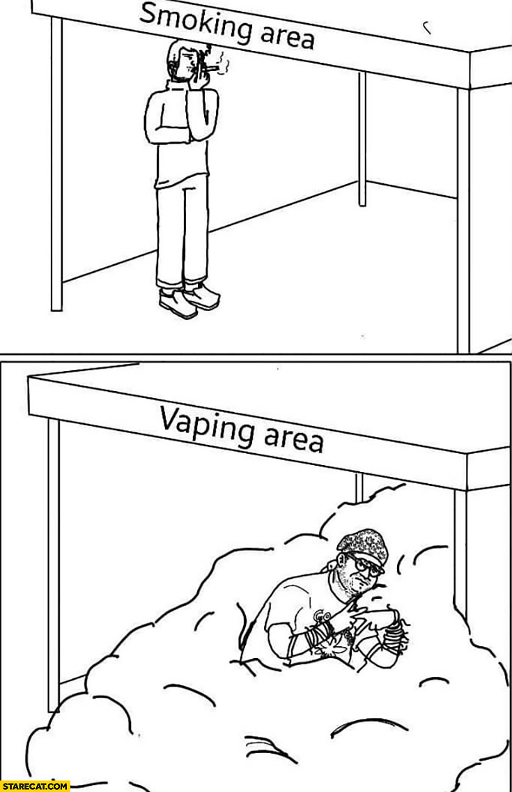 Smoking area compared to vaping area
