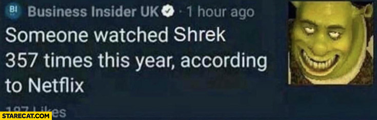 Someone watched shrek 357 times this year according to Netflix