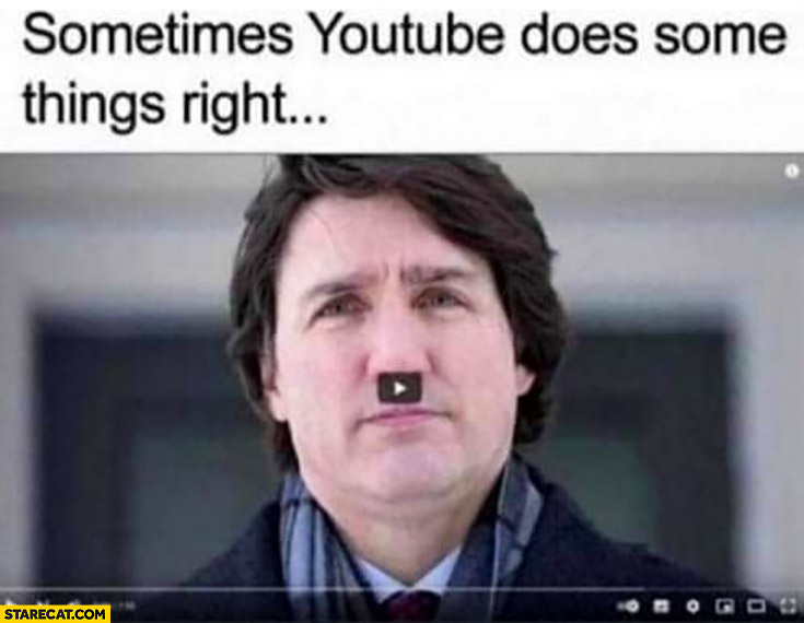 Sometimes youtube does some things right Justin Trudeau with moustache like adolf hitler play button