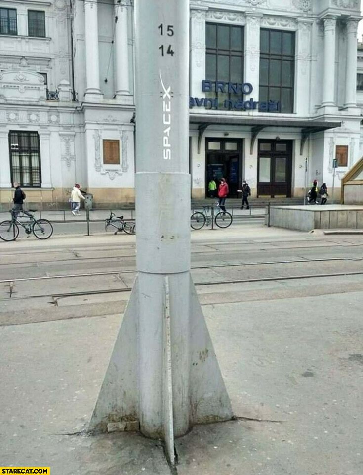 SpaceX rocket lamp post Brno Czech Republic