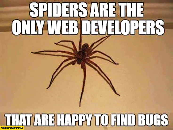 Spiders are the only web developers that are happy to find bugs