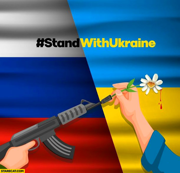Stand with Ukraine gun flower poster solidarity