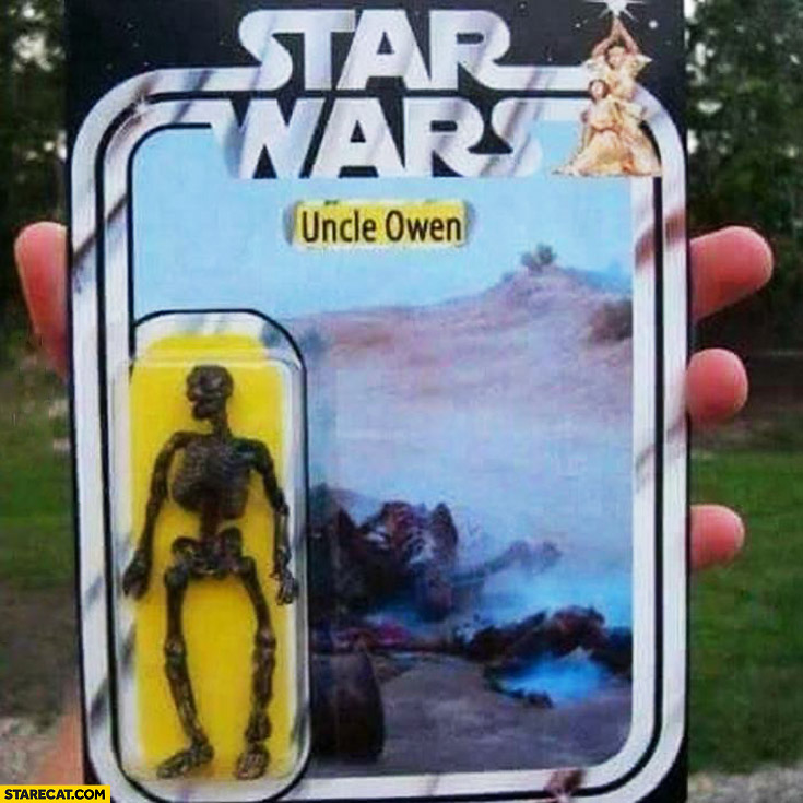Star Wars toy figure Uncle Owen burn skeleton