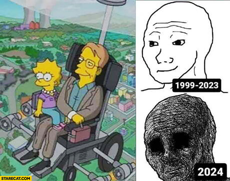 Stephen Hawking when I was younger vs now The Simpsons