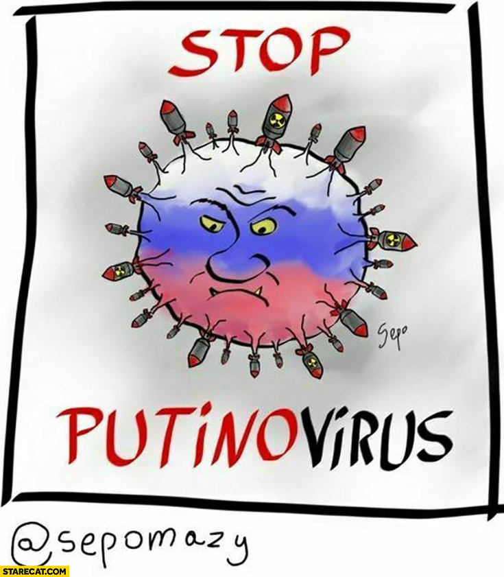 Stop putinovirus covid creative illustration