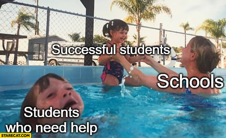 Successful students schools helping them not students who need help swimming pool kid droning
