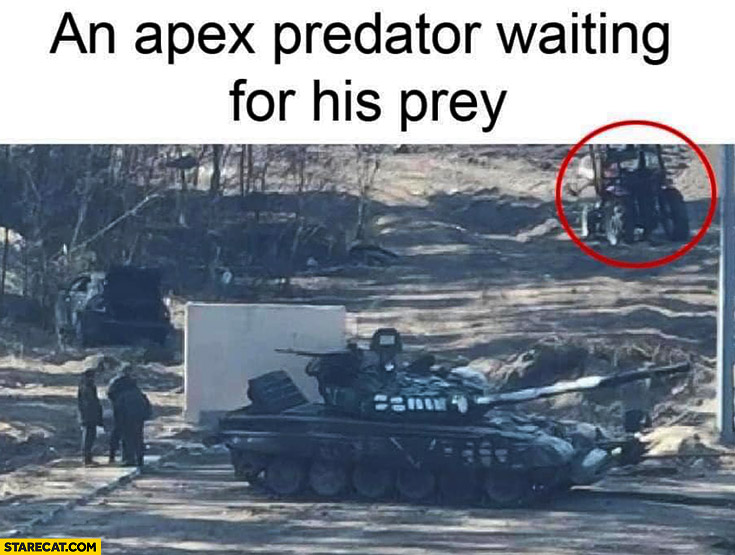 Tank tractor an apex predator waiting for his prey war in Ukraine