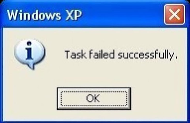 Task failed successfully Windows XP dialog box