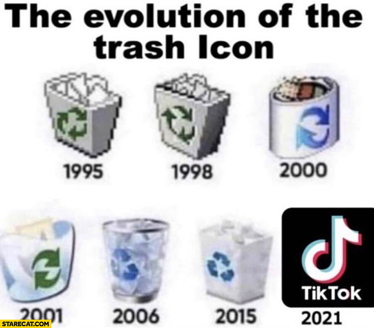 The evolution of the trash icon 2021 tiktok logo