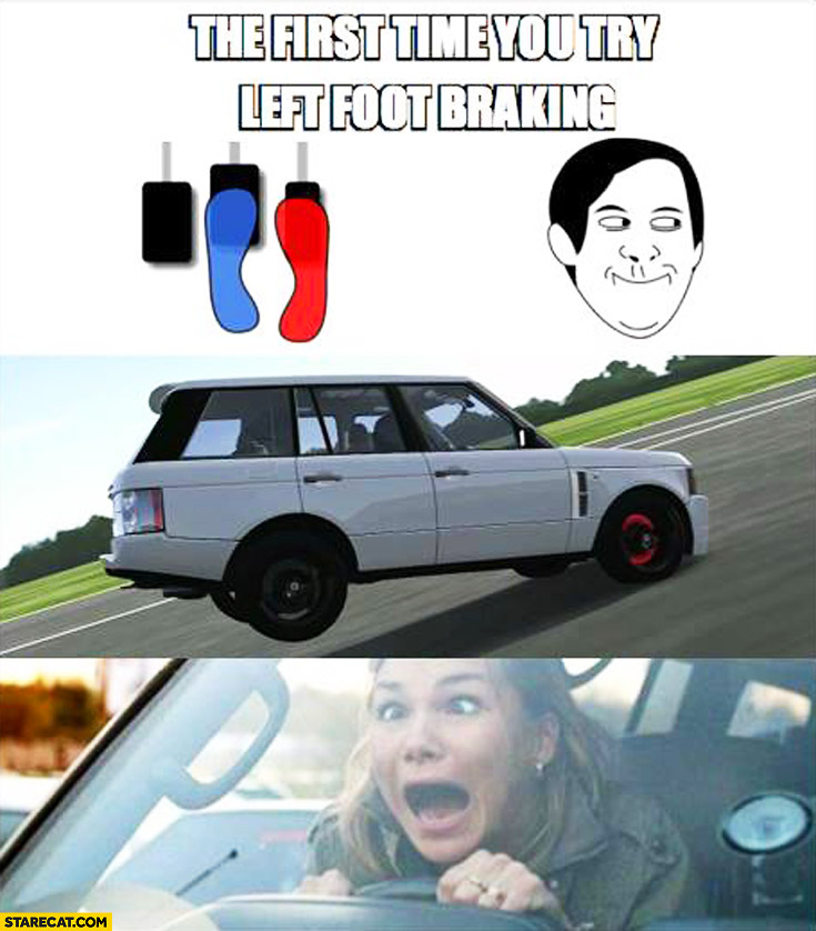 The first time you try left foot braking woman fail