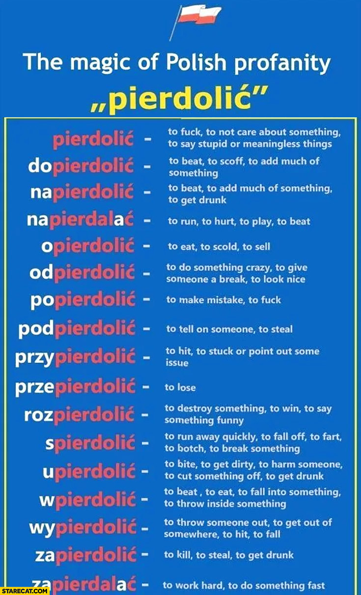The magic of Polish profanity pierdolić word infographic