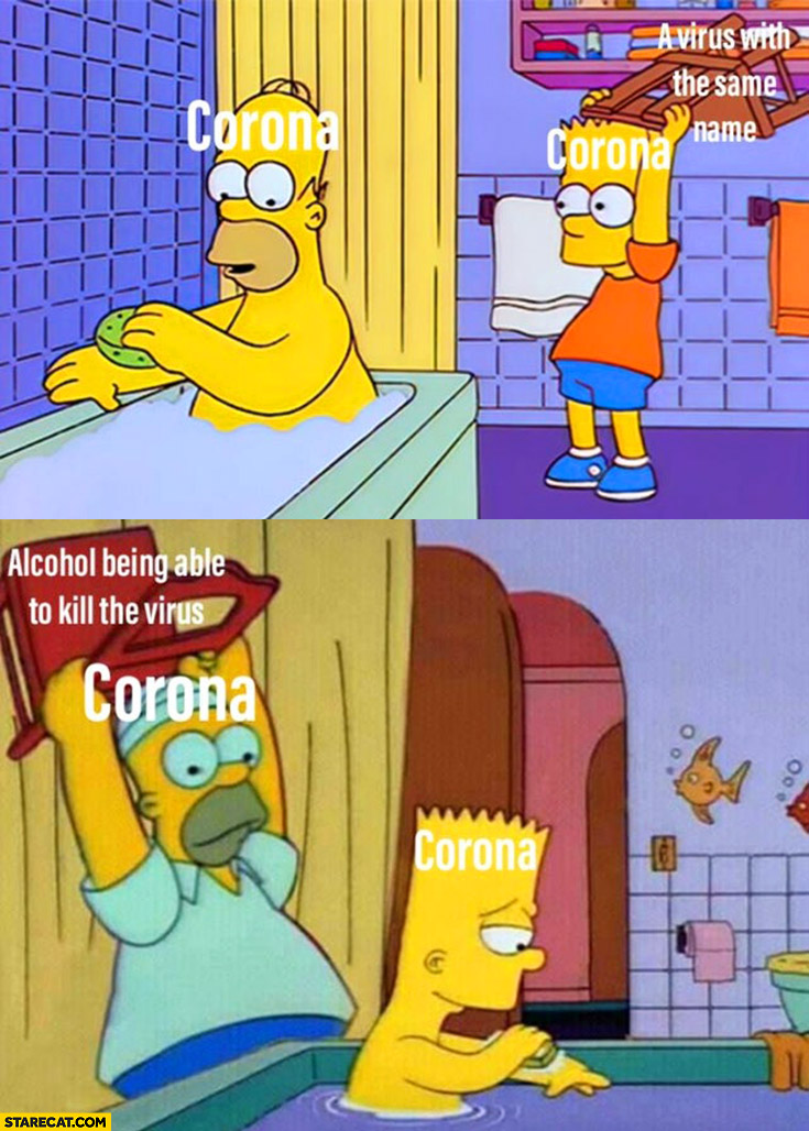 The Simpsons corona virus vs alcohol being able to kill the virus