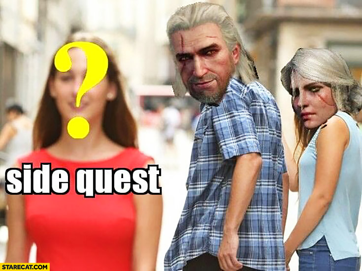 The Witcher looking at side quest meme