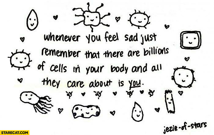 There are billions of cells in your body and all they care about is you