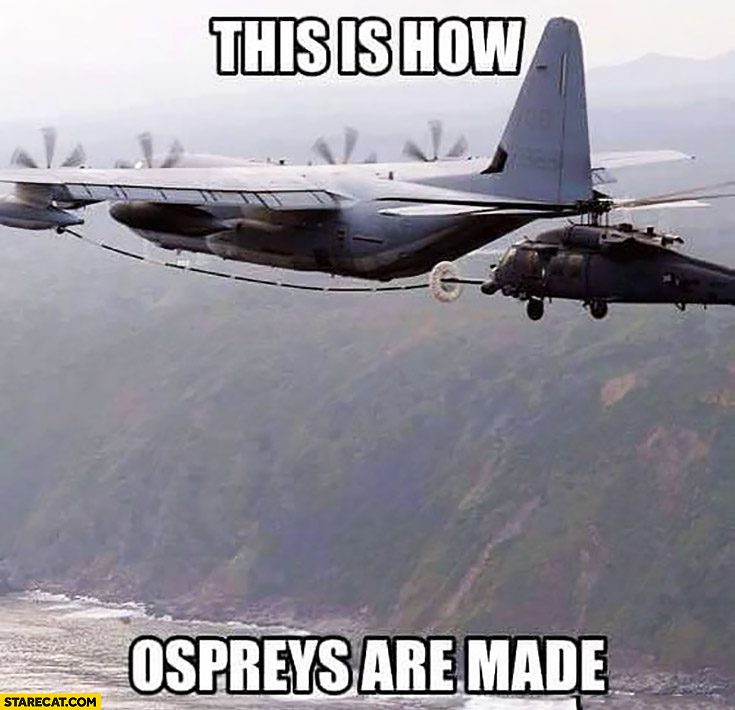 This is how ospreys are made: aeroplane helicopter mid air refueling
