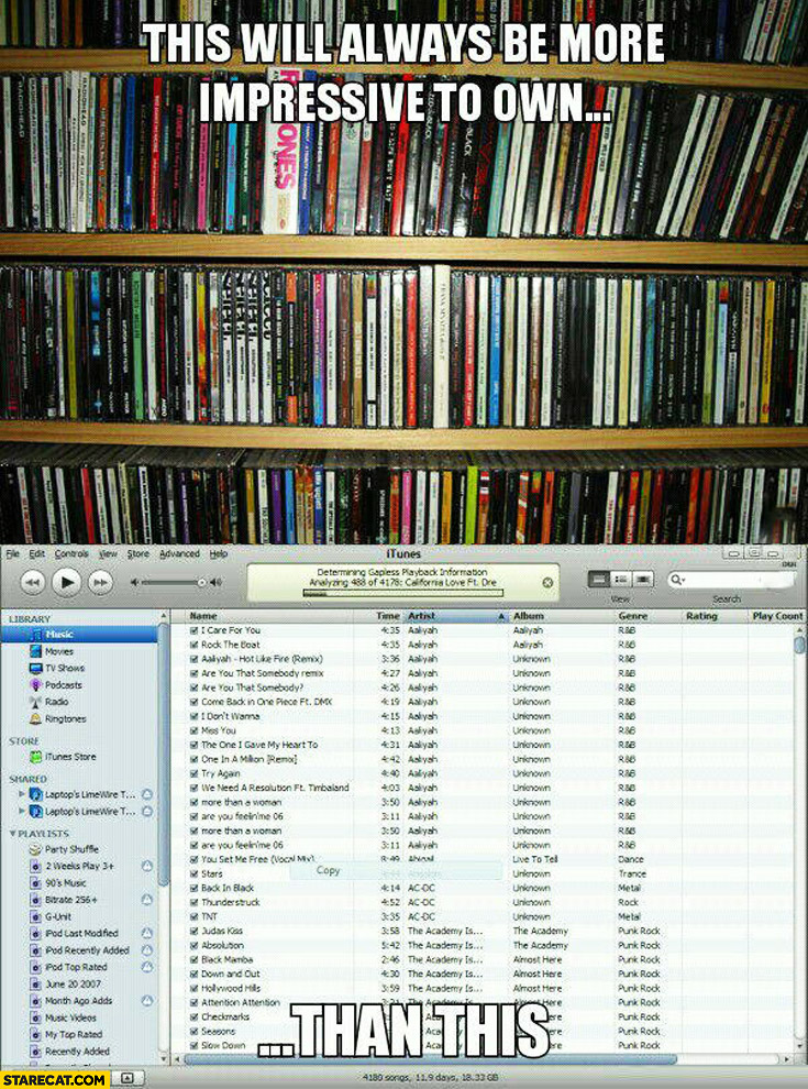 This will always be more impressive to own than this music albums itunes