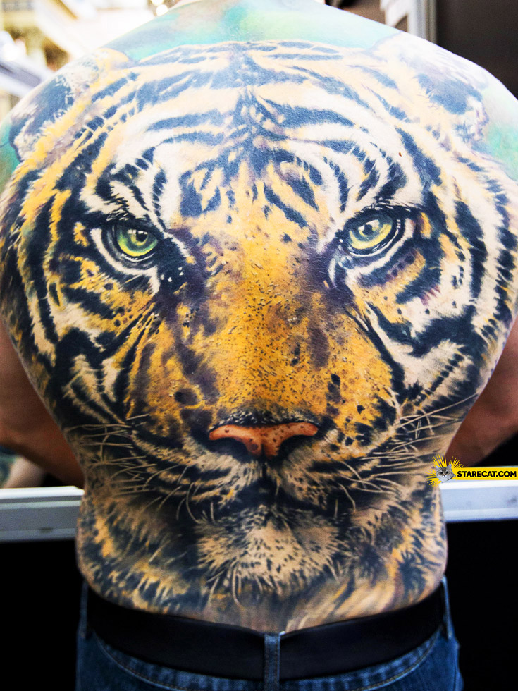 Tiger whole back tattoo