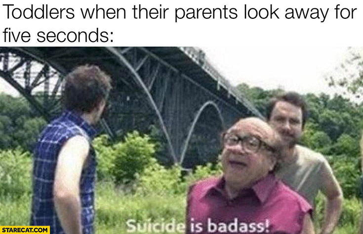 Toddlers when their parents look away for five seconds suicide is badass