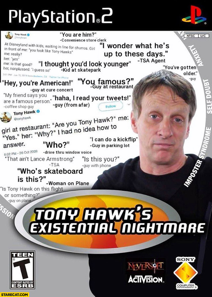 Tony Hawk’s existential nightmare quotes from fans THPS game cover