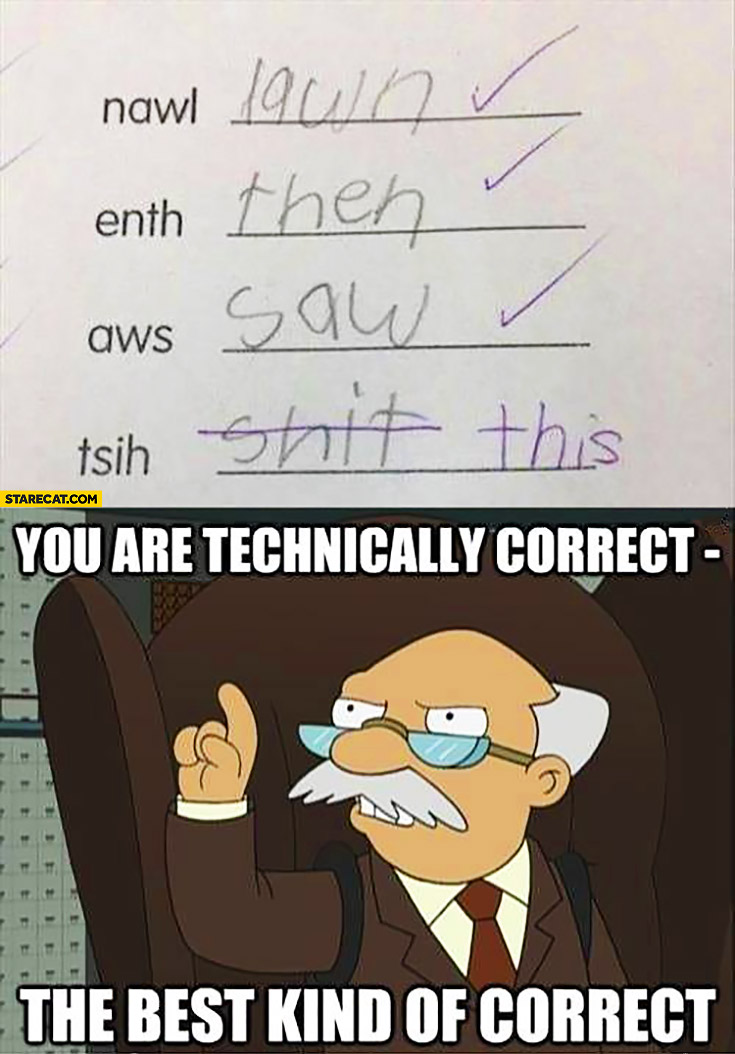 Tsih – shit. You are technically correct, the best kind of correct