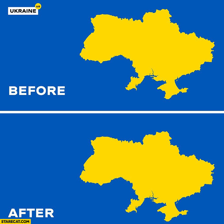 Ukraine border area before and after russian annexation