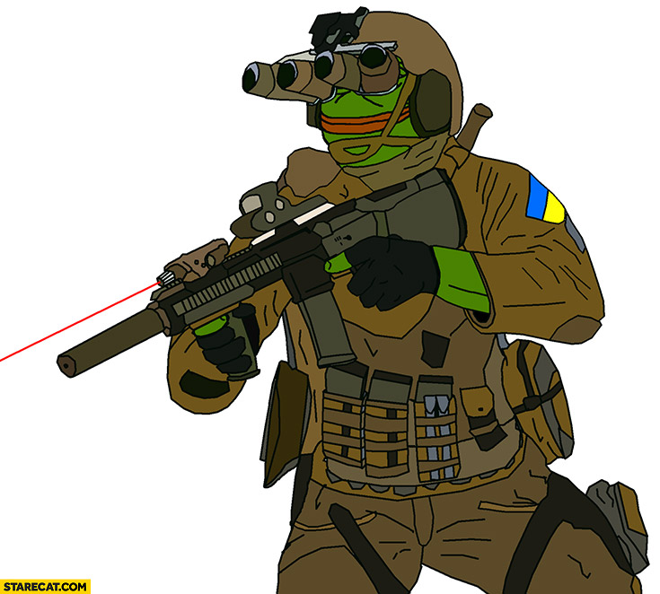 Ukrainian soldier frog Pepe illustration
