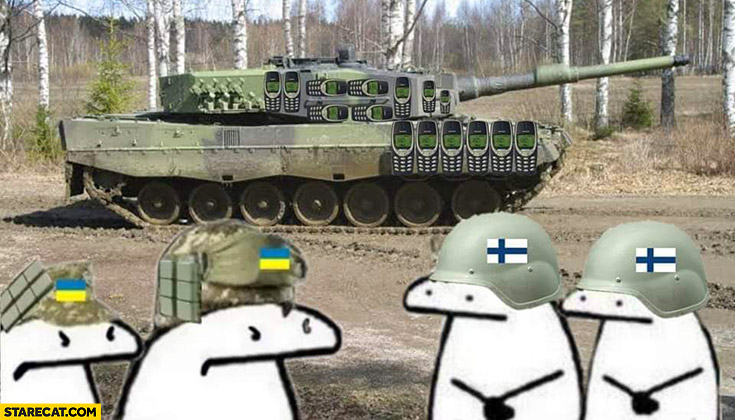 Ukrainian soldiers get tank from Finland covered in Nokia 3310