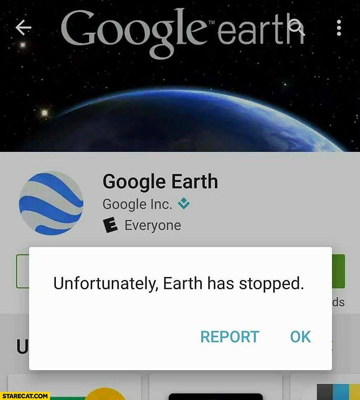 Unfortunately Earth has stopped Google Earth error