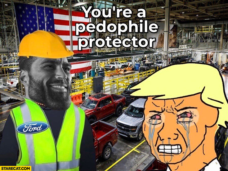 US Ford worker employee to Trump: you’re a pedophile protector gigachad