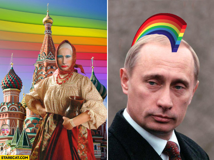 Vladimir Putin LGBT rainbow photoshopped
