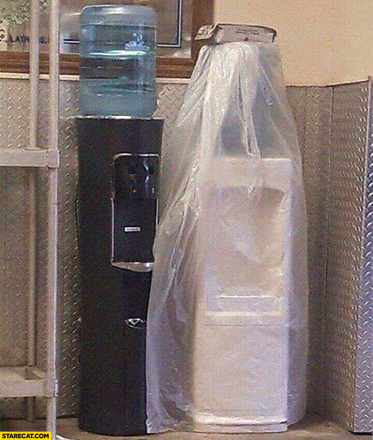 Water dispensers wedding young couple
