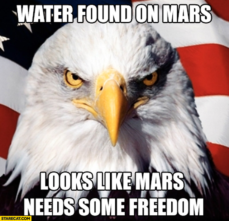 Water found on Mars looks like Mars needs some freedom USA eagle