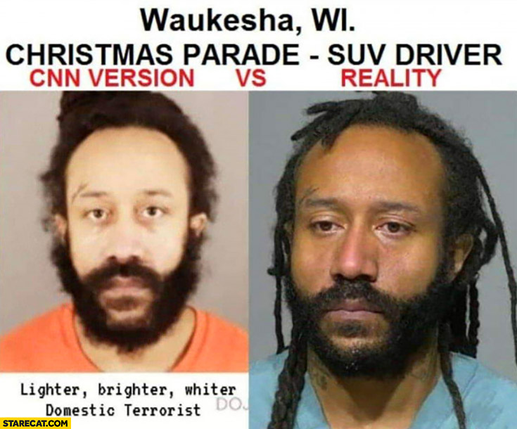 Waukesha Christmas parade suv driver CNN version lighter skin vs reality comparison