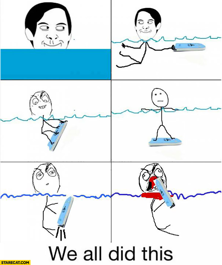 We all did this when we were in a swimming pool swimming board hits face