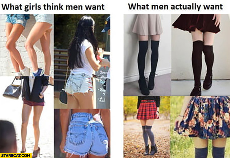 What girls think men want shorts vs what men actually want dress skirt