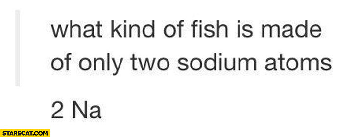 What kind of fish is made of only two sodium atoms? 2 Na tuna