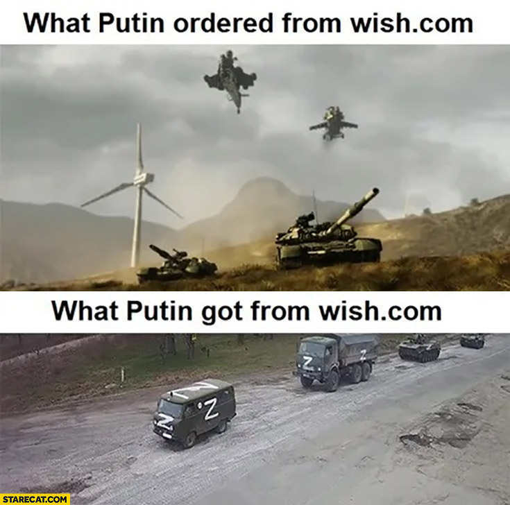 What Putin ordered from wish.com vs what Putin got Russian army