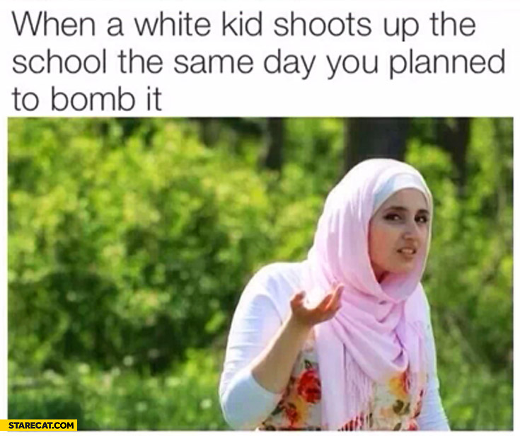 When a white kid shoots up the school the same day you planned to bomb it