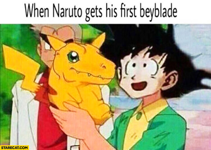 When Naruto gets his first beyblade Pokemon fail