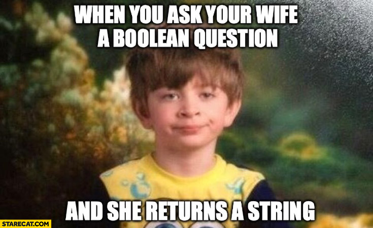 When you ask your wife a boolean question and she returns a string